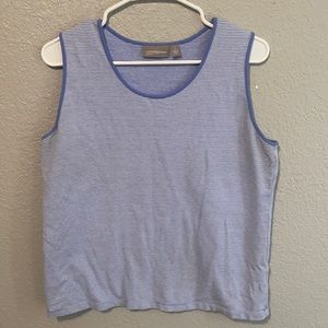 Croft and barrow, stretchy top. Blue with white stripes and sized as large